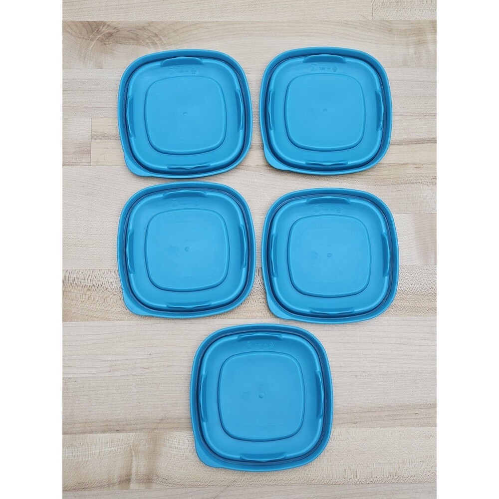 Rubbermaid Easy Find Lot of 5 Replacement Lids Covers Turquoise Blue 4 Inches - Picture 3 of 7